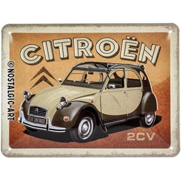 Nostalgic-Art Targa retrò, 15 x 20 cm, Citroen – 2CV – Idee Regalo per Amanti del Vintage, in Metallo, Design Vintage 26257